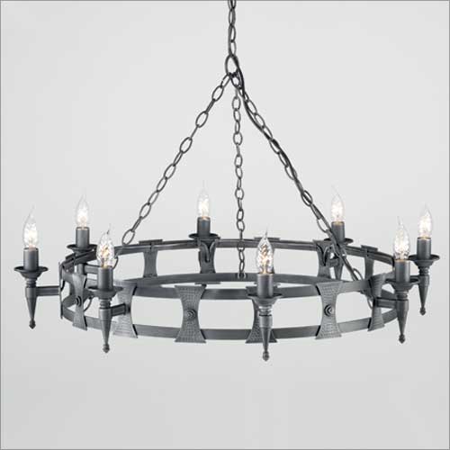 Elstead Saxon 8 Light Ceiling Light in Black and Silver
