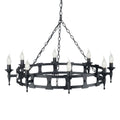 Elstead Saxon 8 Light Ceiling Light in Hand Painted Black Ironwork
