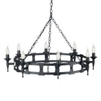 Elstead Saxon 8 Light Ceiling Light in Hand Painted Black Ironwork