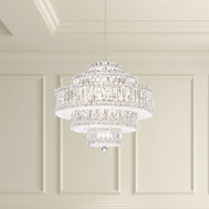 Schonbek Plaza 22 Light Radiance Crystal Chandelier in Stainless Steel