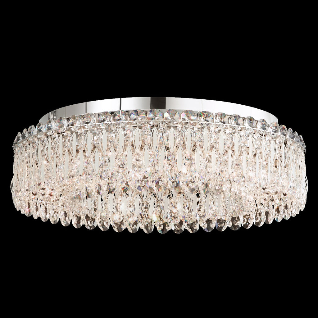 Schonbek Sarella 12 Light Flush Ceiling Light with Heritage Crystal in White