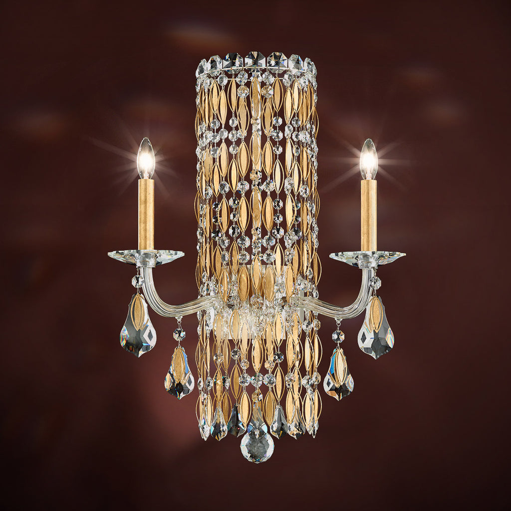 Schonbek Sarella 2 Light Wall Light Heritage Crystal in Heirloom Gold