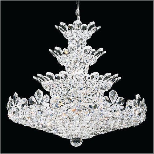 Schonbek Trilliane 30 Light Chandelier in Polished Stainless Steel with Clear Radiance Crystal