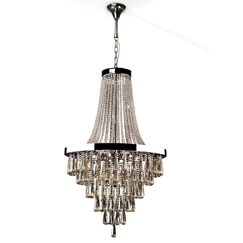 Schuller Palace 22 Light Crystal Chandelier in Chrome with Smoked Crystal