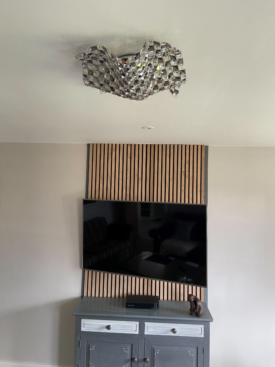 Schuller Saten 4 Light Crystal Flush Ceiling Light in Chrome