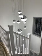 Schuller Sphere 14 Light Cluster Pendant Light in Chrome with Remote Control
