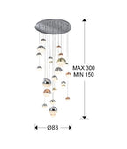 Schuller Sphere 27 Light Cluster Pendant Light in Multicoloured with Bluetooth Control