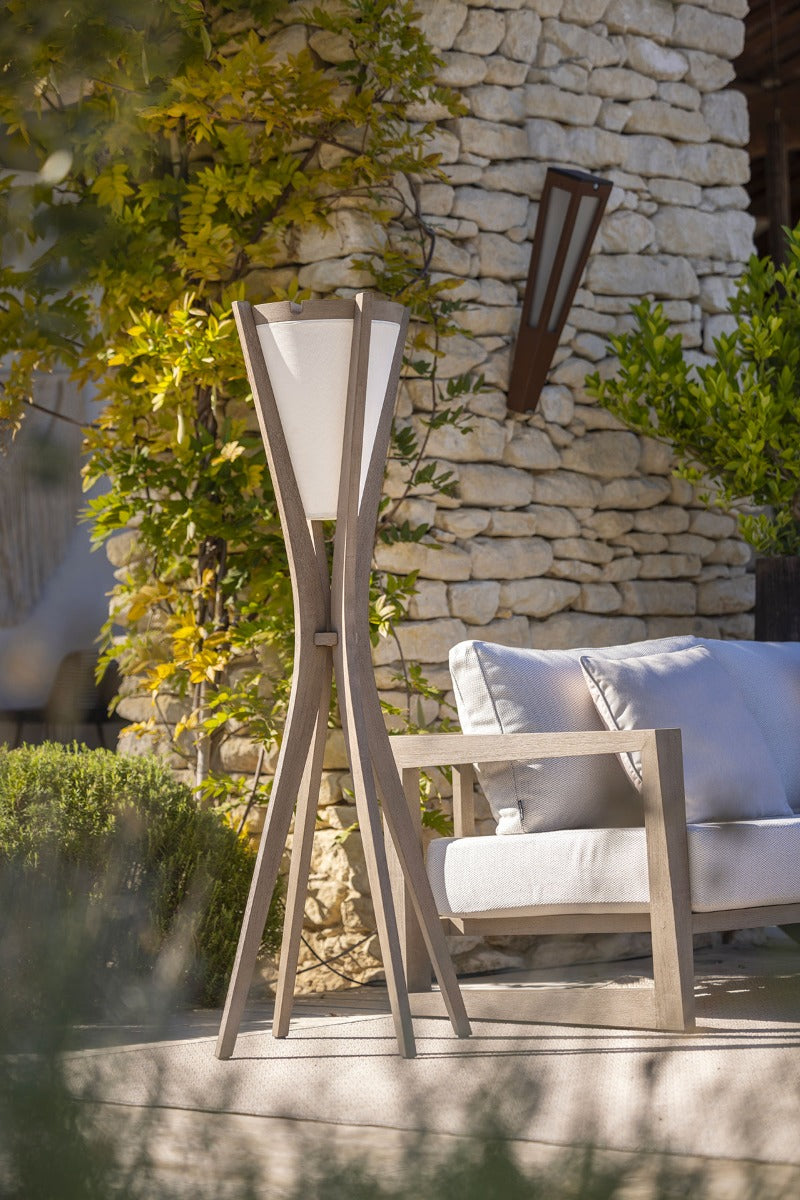 Selva 500lm Solar Floor Lamp 150 cm - Teak Duratek with White Sling