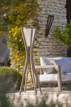 Selva 500lm Solar Floor Lamp 150 cm - Teak Duratek with White Sling