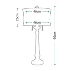 Stiffel Presidential 2 Light Table Lamp in Pewter - dimensions