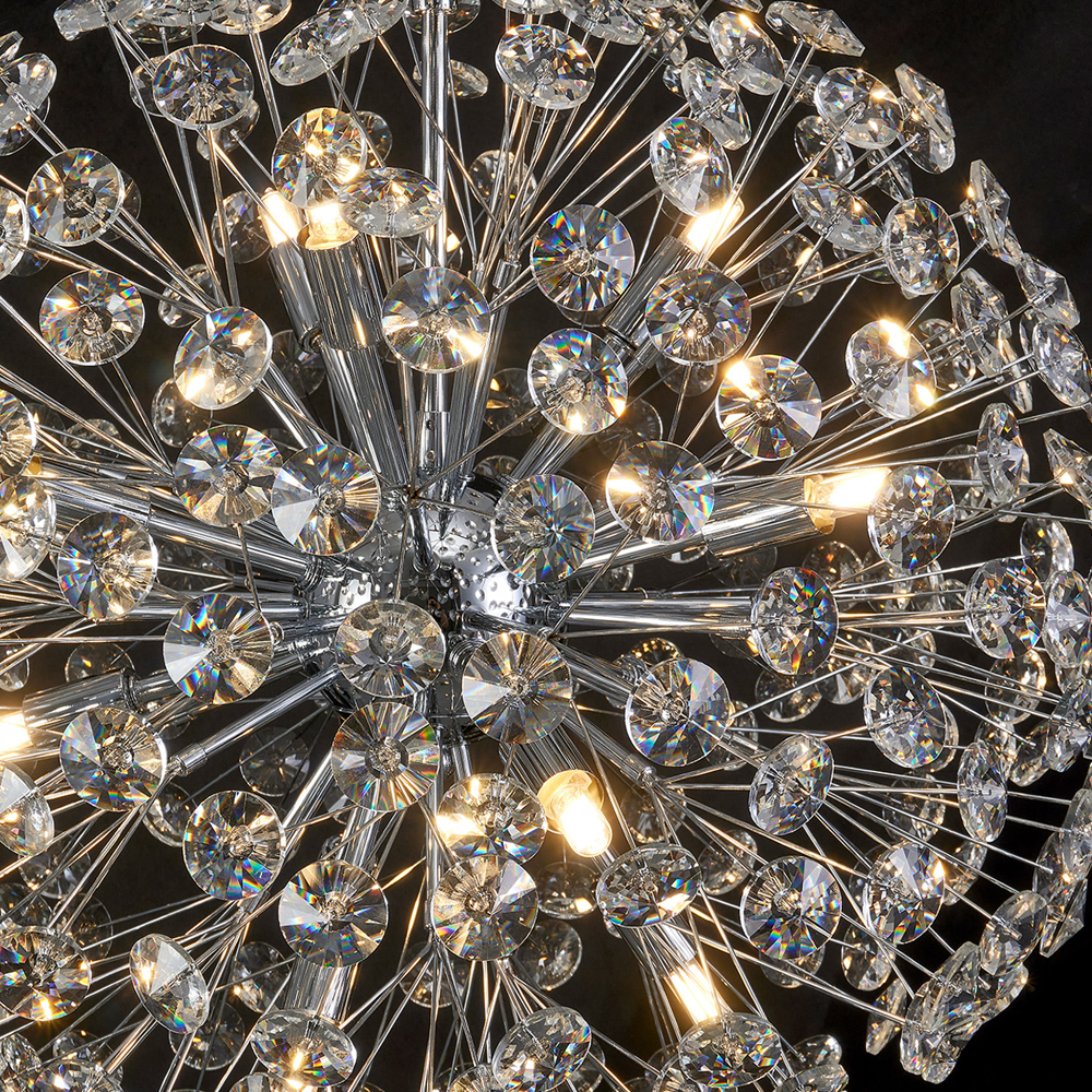 Regent Seyne 9 Light Sphere Pendant Light in Polished Chrome with Crystal