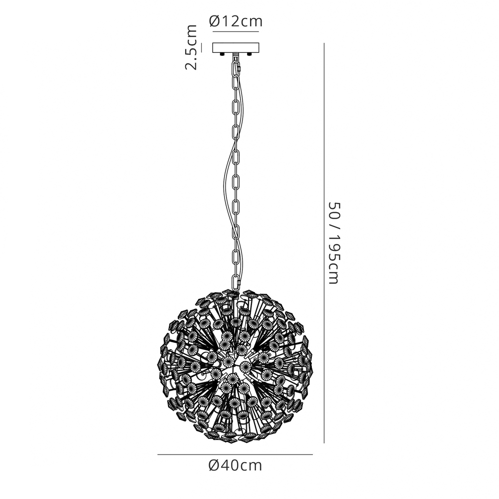 Regent Seyne 9 Light Sphere Pendant Light in Polished Chrome with Crystal