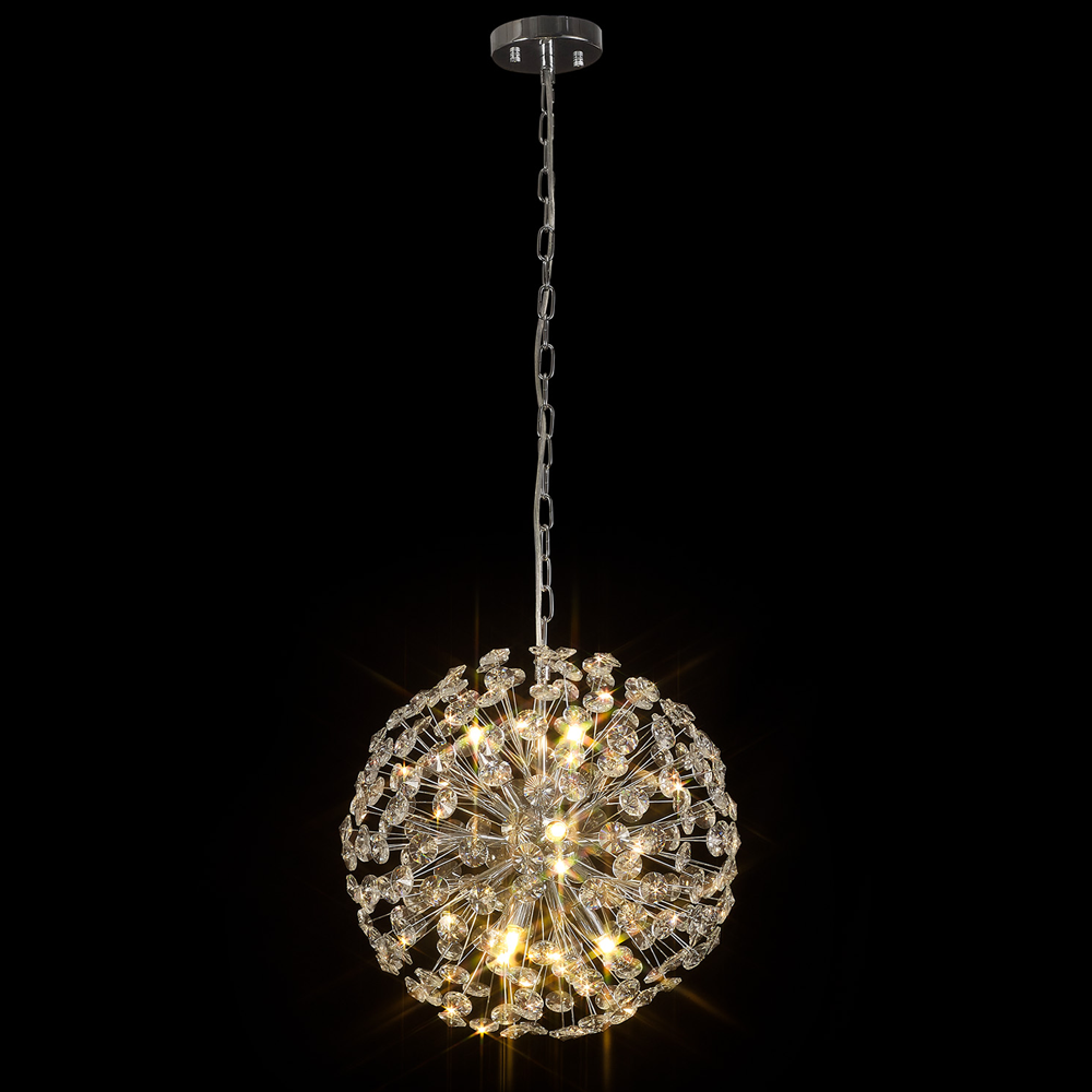 Regent Seyne 9 Light Sphere Pendant Light in Polished Chrome with Crystal