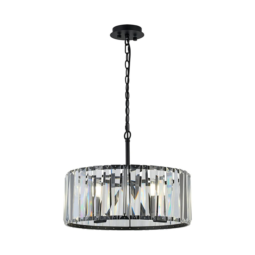 Regent Sierck 50cm 4 Light Crystal Hoop Chandelier - Satin Black
