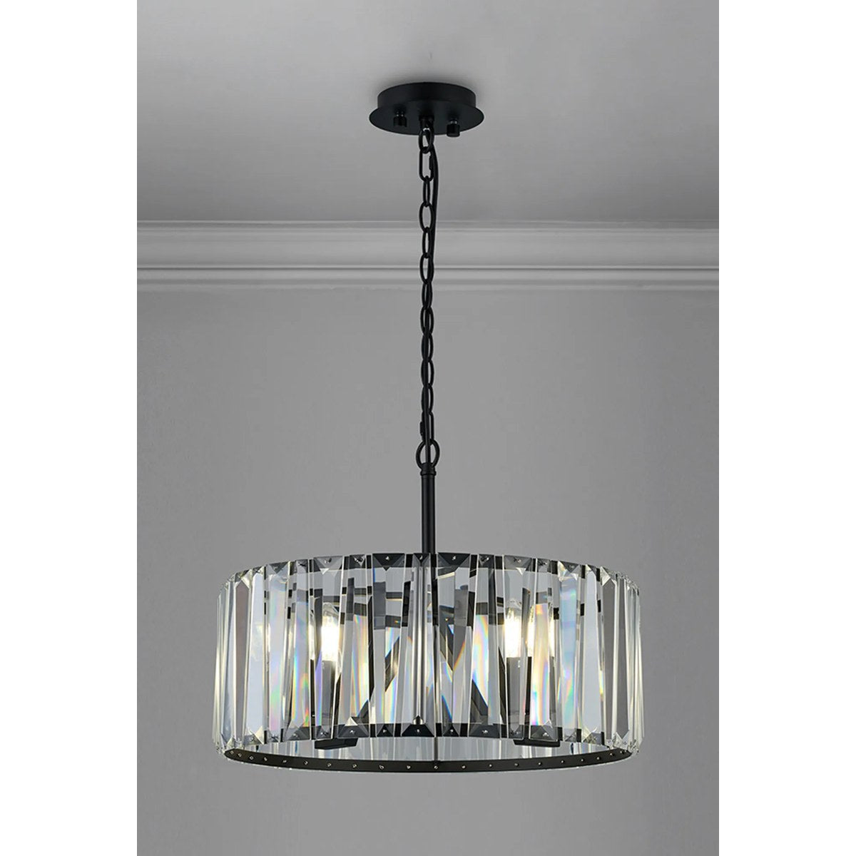 Regent Sierck 50cm 4 Light Crystal Hoop Chandelier - Satin Black
