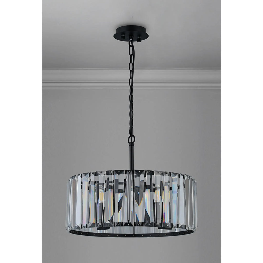 Regent Sierck 50cm 4 Light Crystal Hoop Chandelier - Satin Black