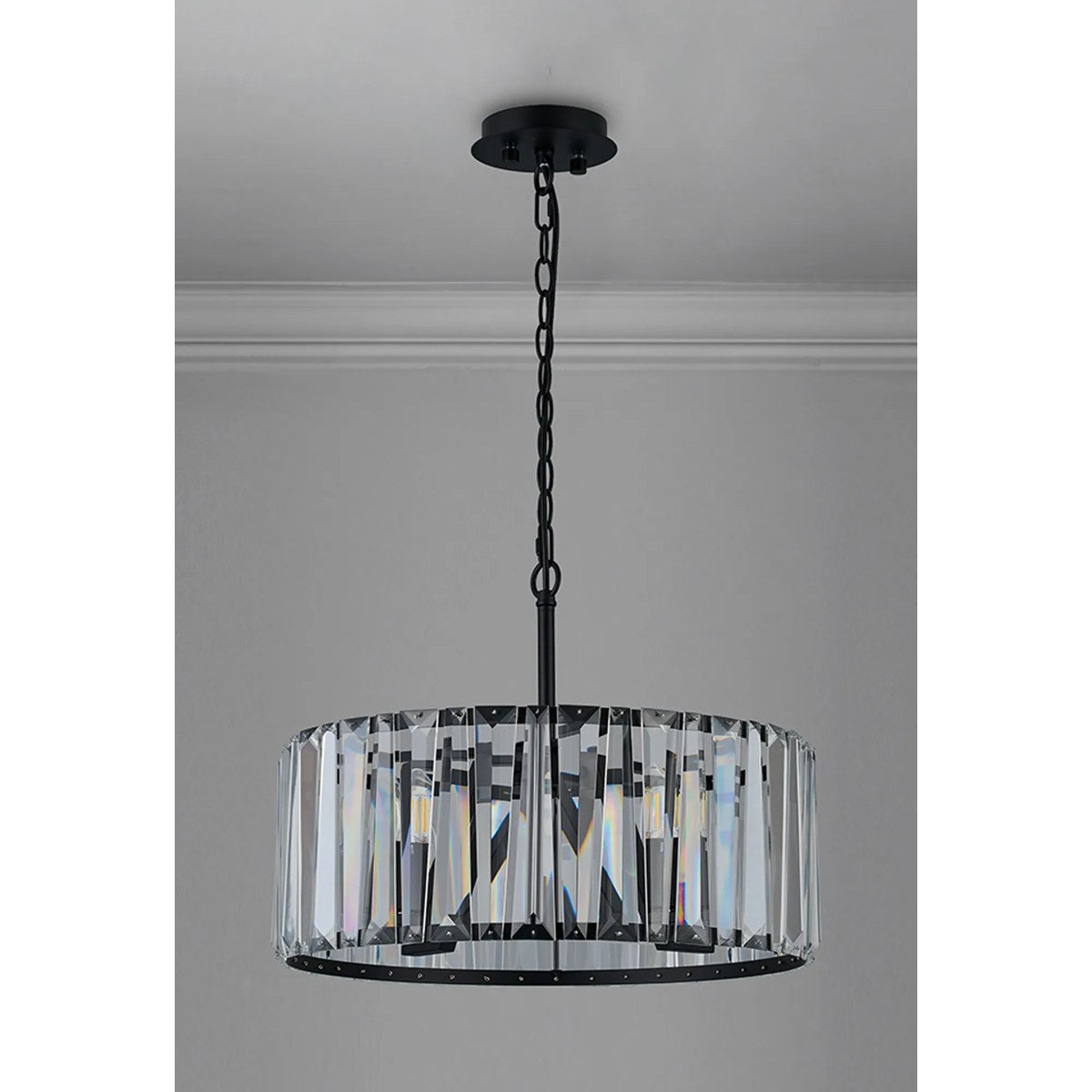 Regent Sierck 50cm 4 Light Crystal Hoop Chandelier - Satin Black