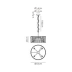 Regent Sierck 50cm 4 Light Crystal Hoop Chandelier - dimensions