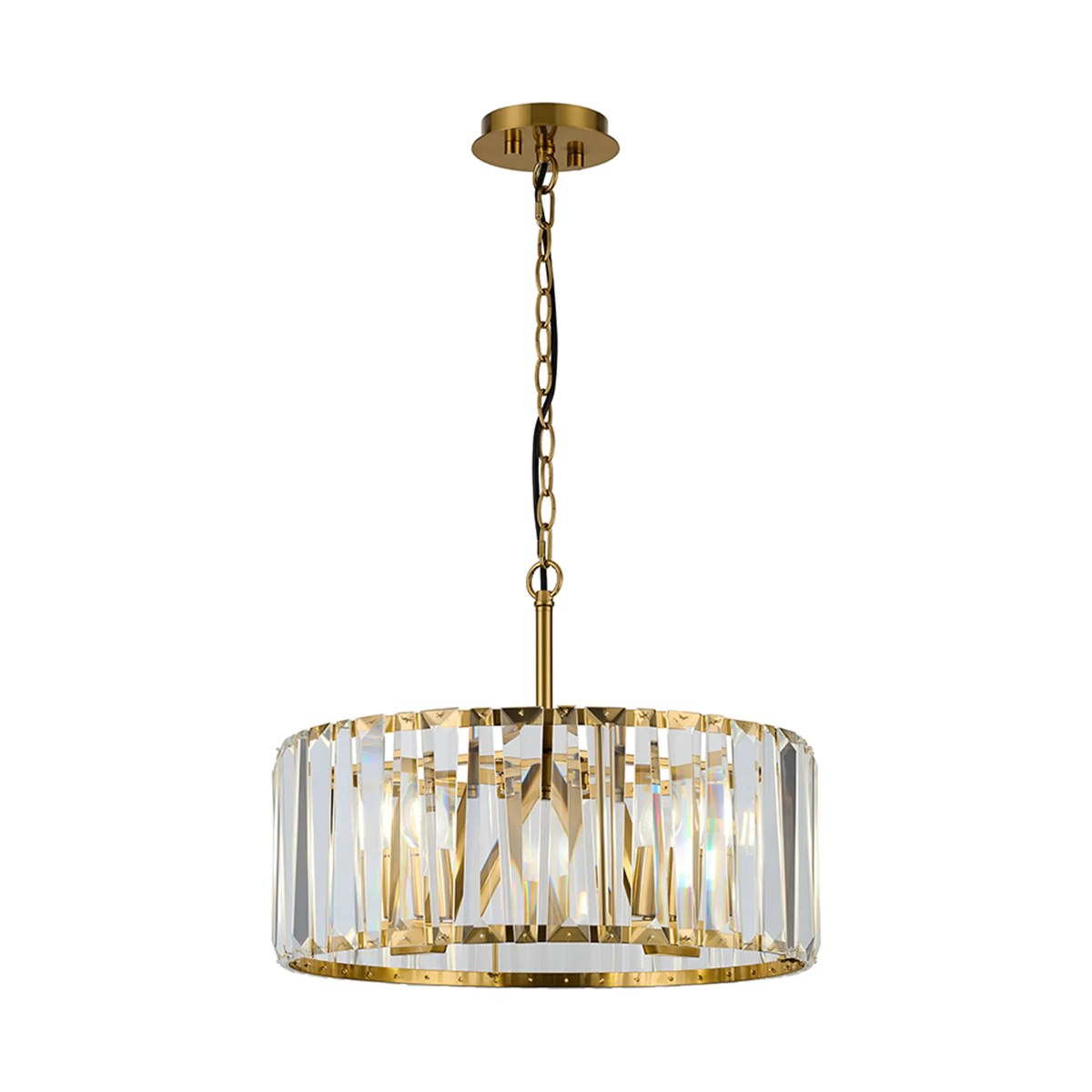 Regent Sierck 50cm 4 Light Crystal Hoop Chandelier - Brass