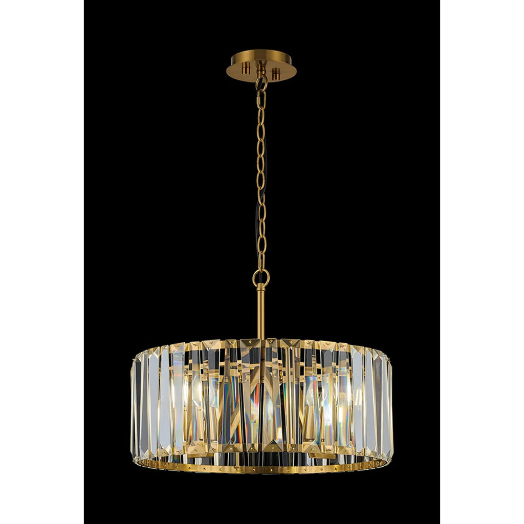 Regent Sierck 50cm 4 Light Crystal Hoop Chandelier - Brass
