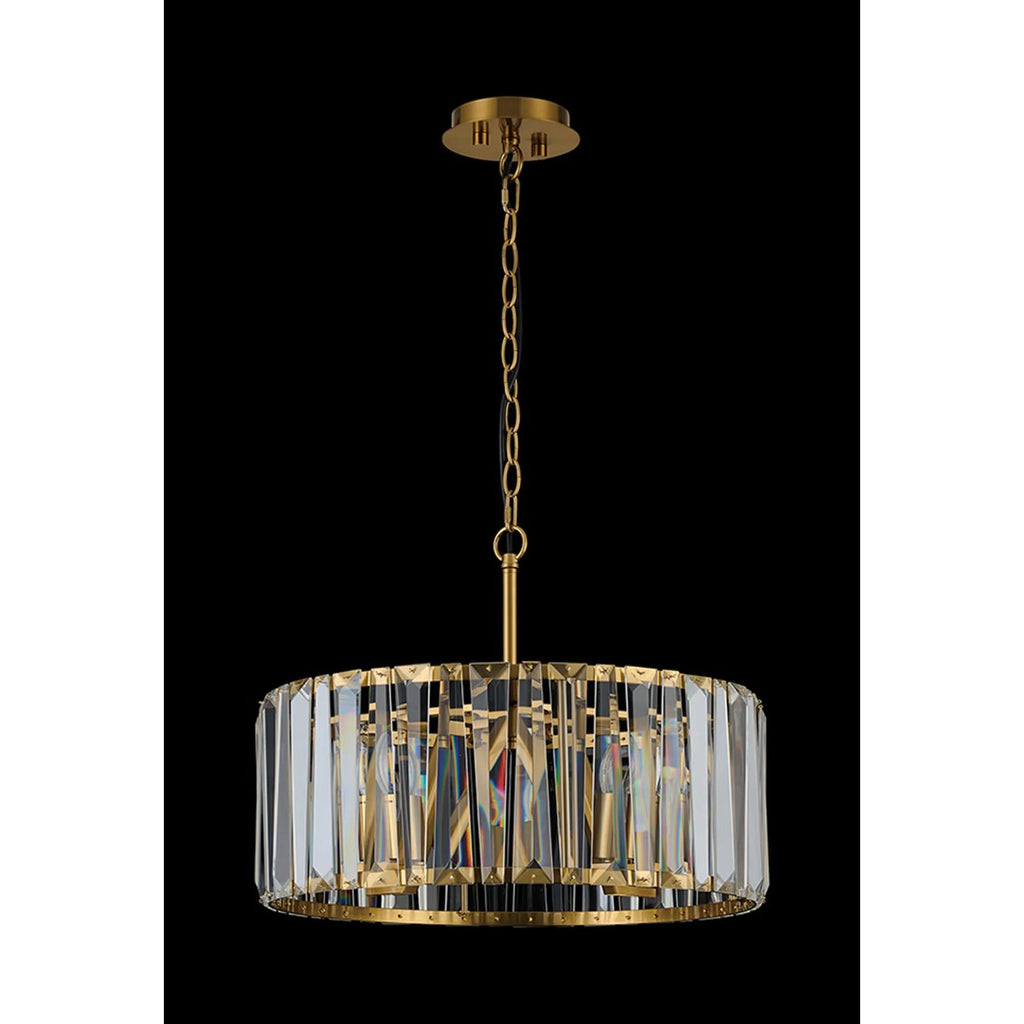 Regent Sierck 50cm 4 Light Crystal Hoop Chandelier - Brass