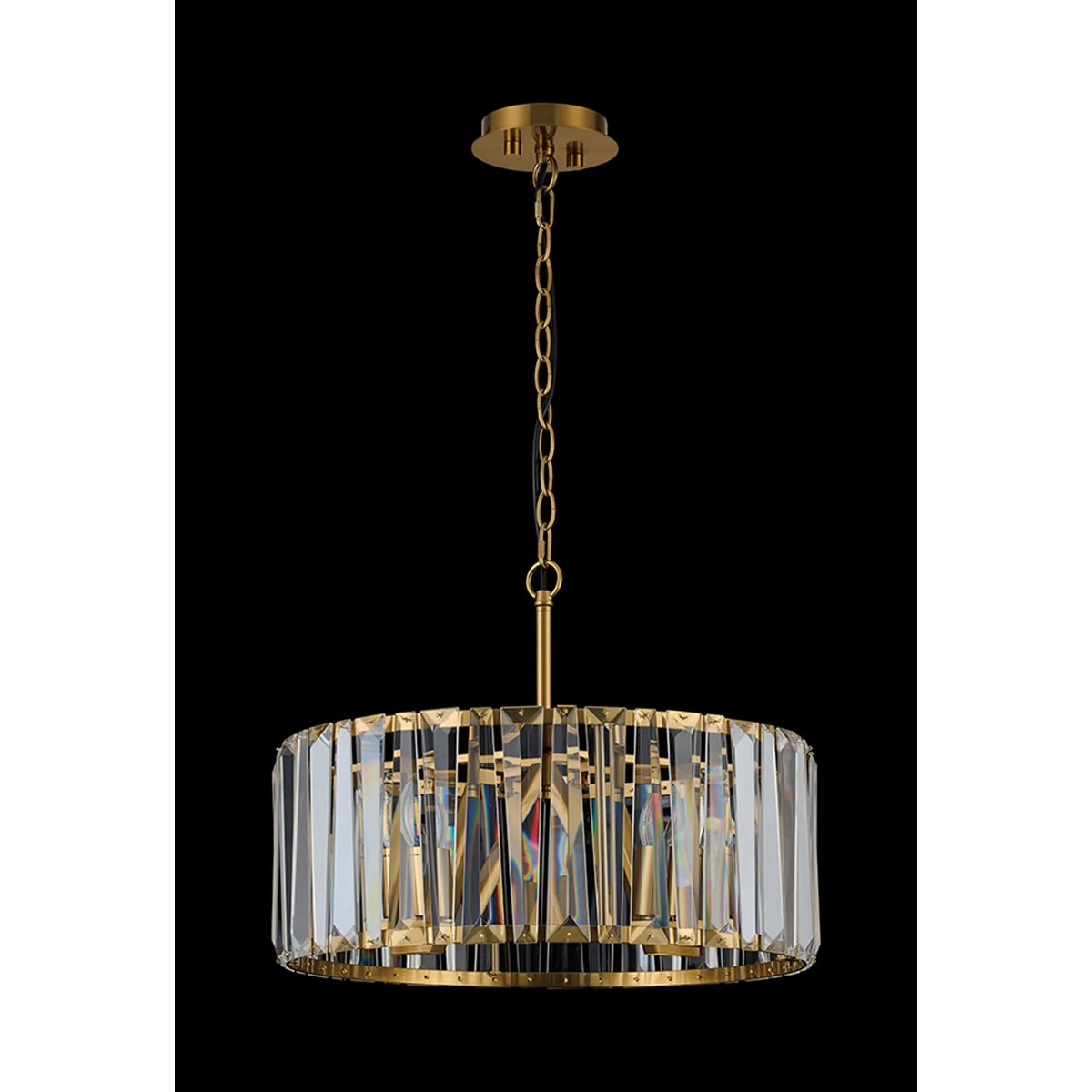 Regent Sierck 50cm 4 Light Crystal Hoop Chandelier - Brass