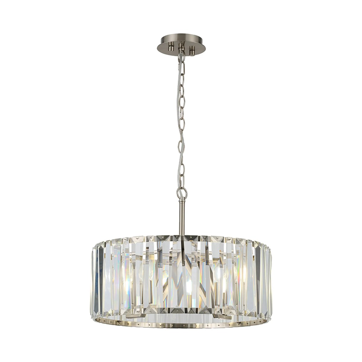 Regent Sierck 50cm 4 Light Crystal Hoop Chandelier - Satin Nickel