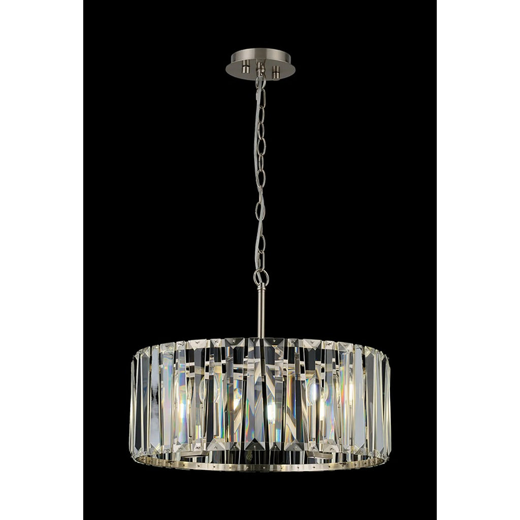 Regent Sierck 50cm 4 Light Crystal Hoop Chandelier - Satin Nickel