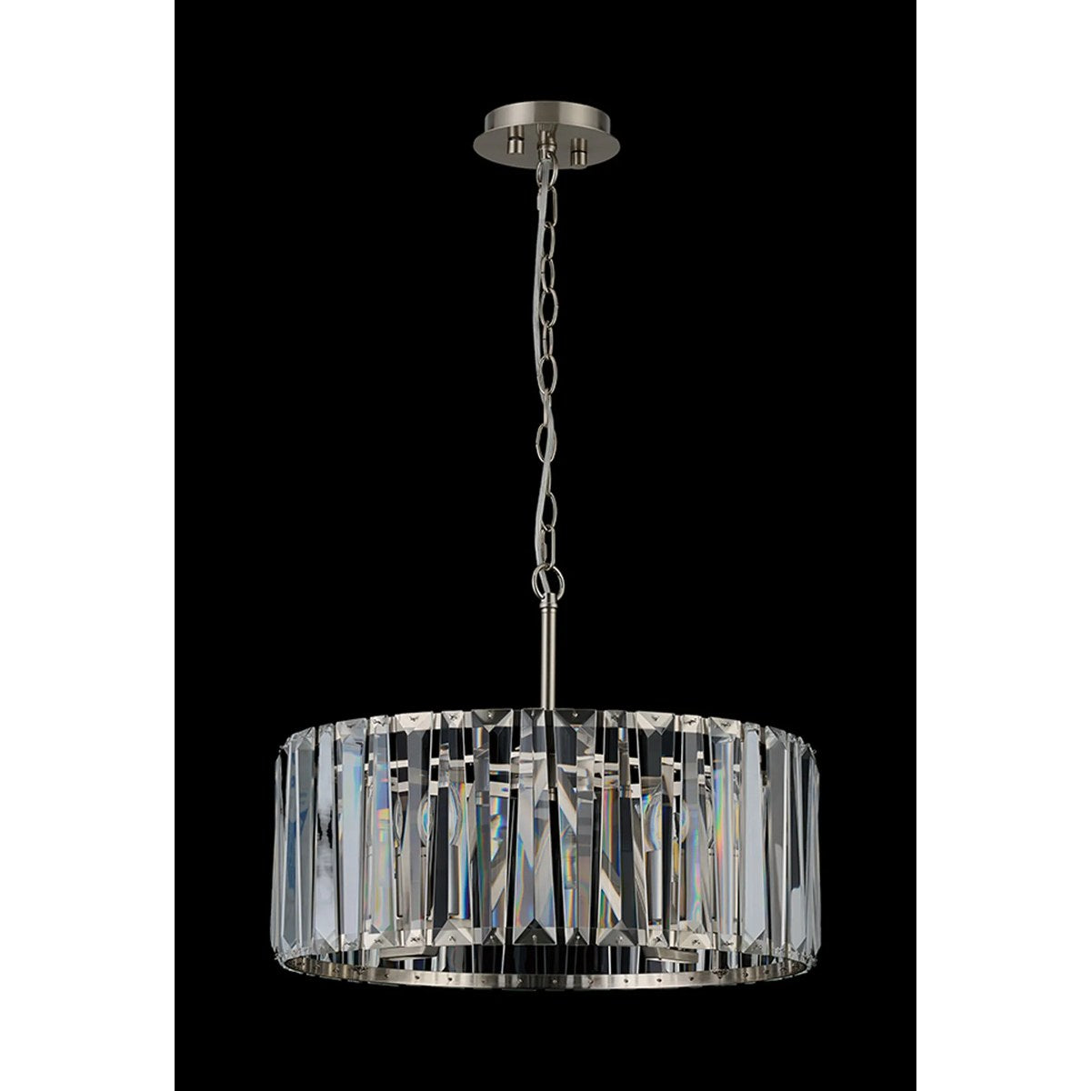 Regent Sierck 50cm 4 Light Crystal Hoop Chandelier - Satin Nickel