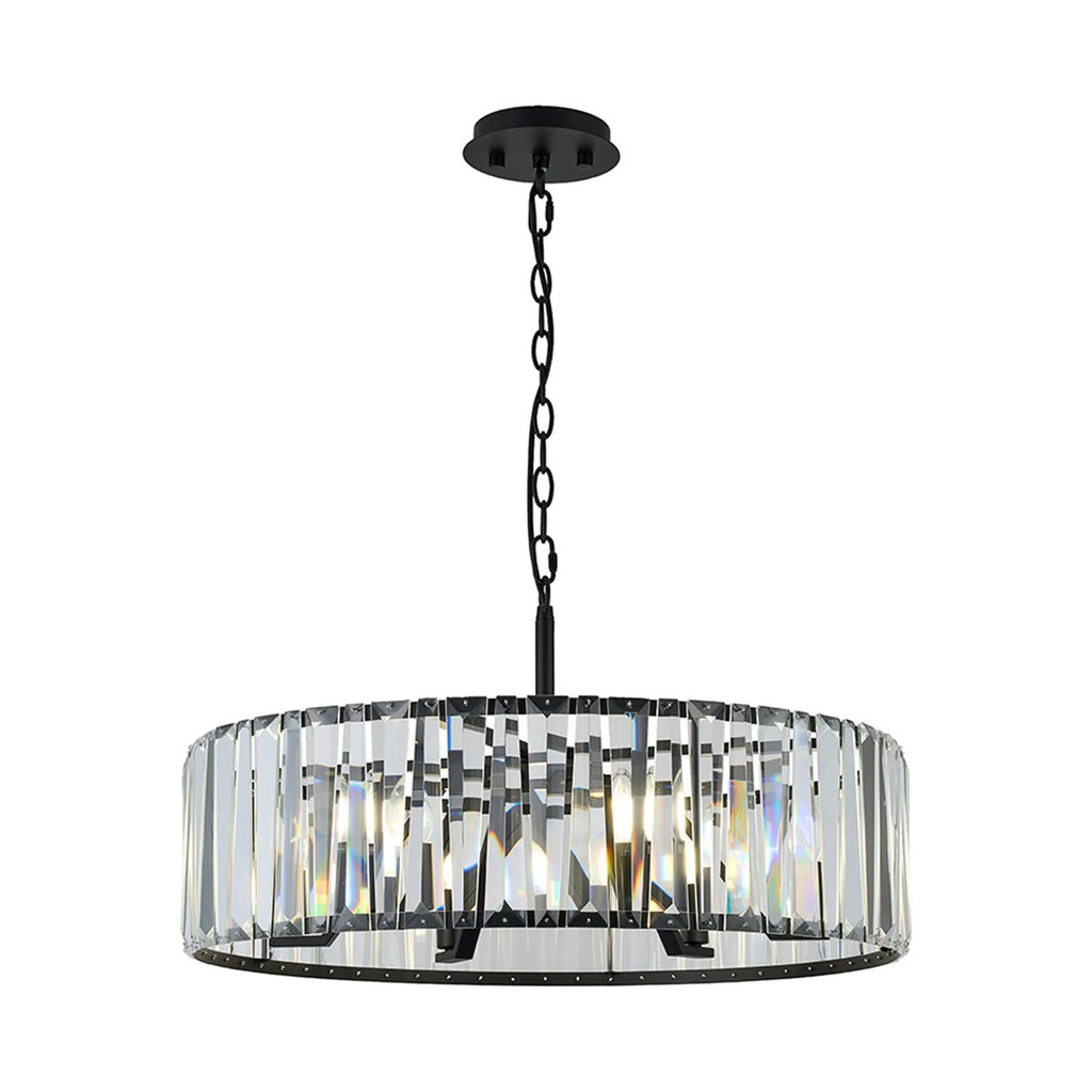 Regent Sierck 70cm 6 Light Crystal Hoop Chandelier - Satin Black