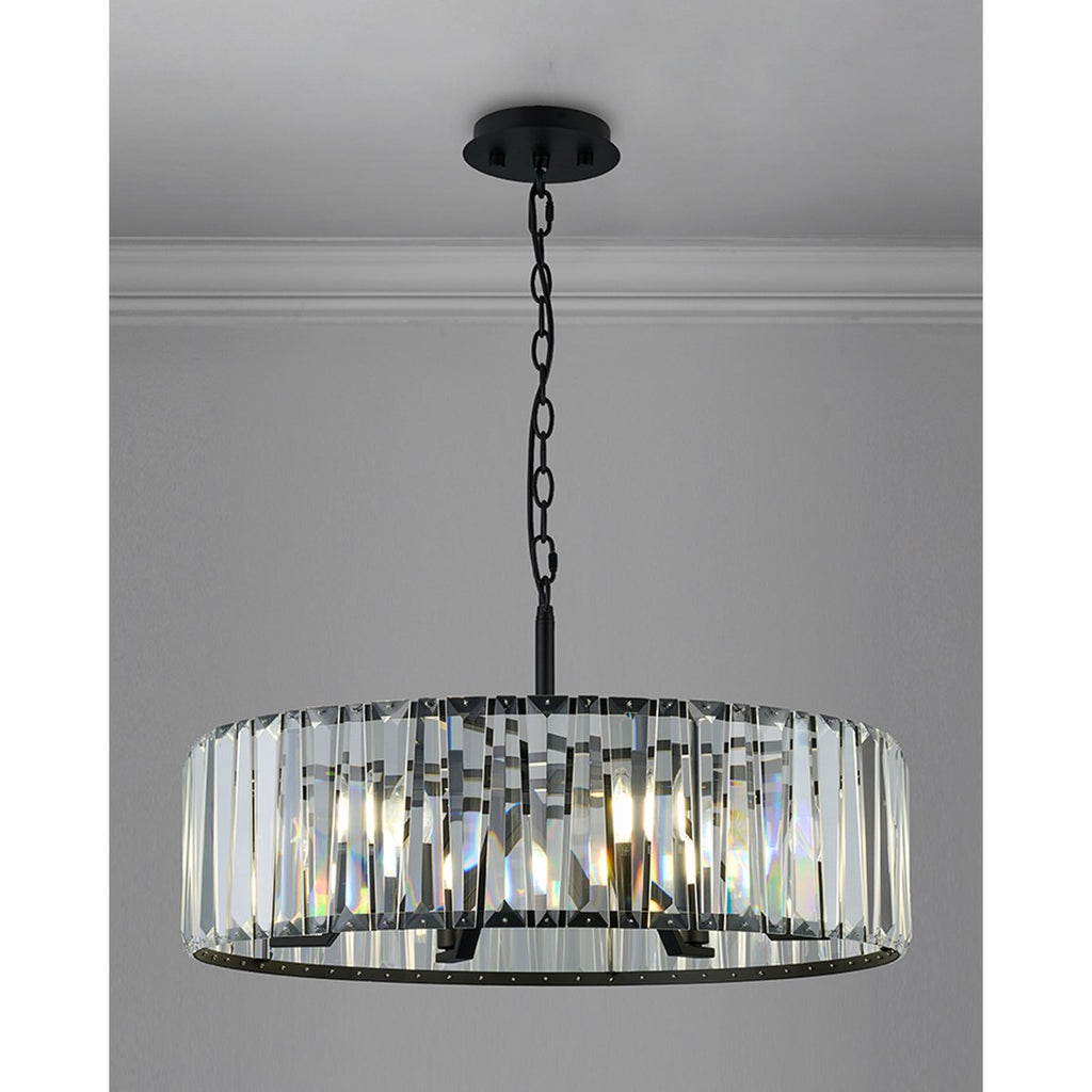 Regent Sierck 70cm 6 Light Crystal Hoop Chandelier - Satin Black