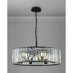 Regent Sierck 70cm 6 Light Crystal Hoop Chandelier - Satin Black
