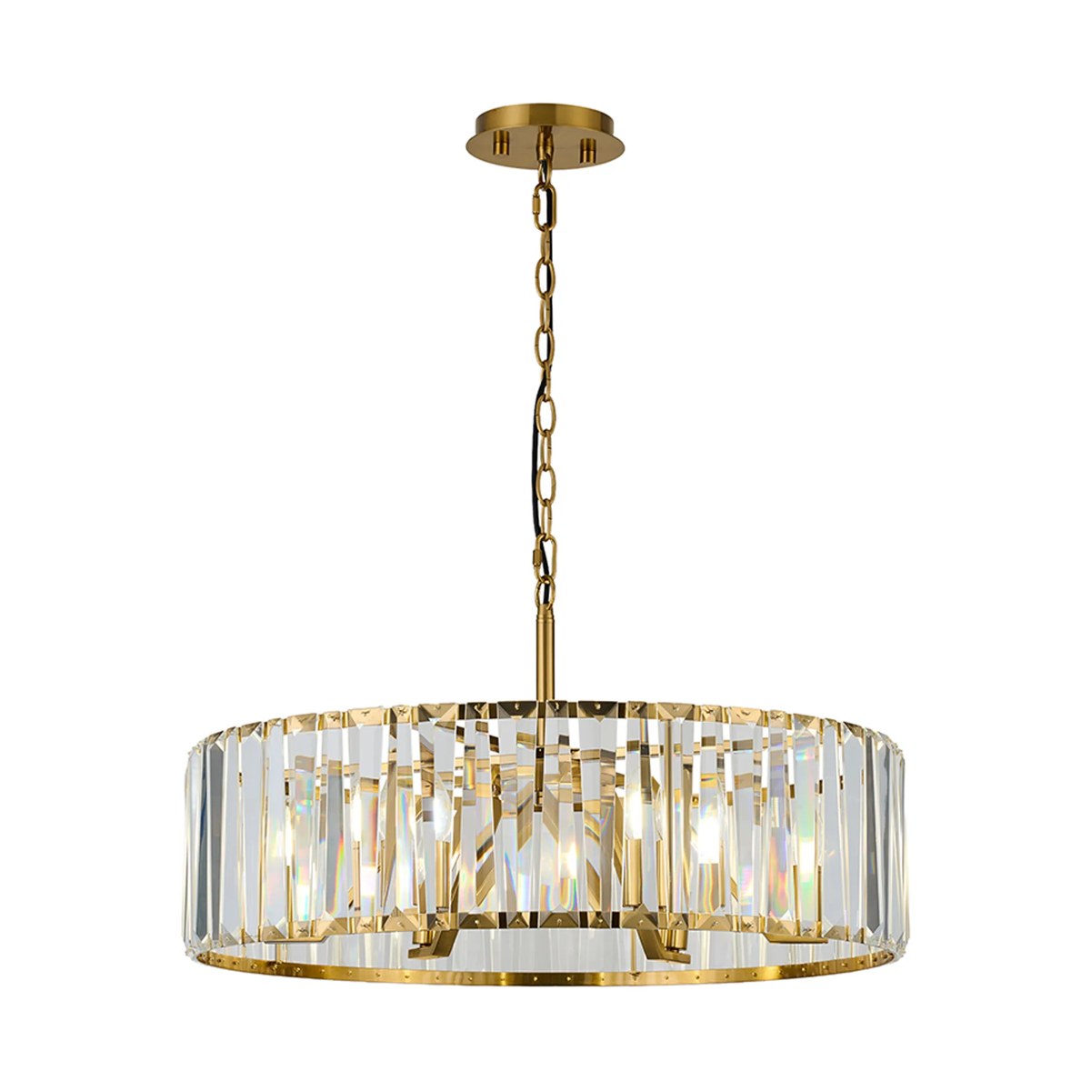 Regent Sierck 70cm 6 Light Crystal Hoop Chandelier - Brass