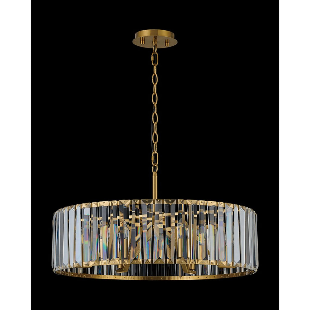 Regent Sierck 70cm 6 Light Crystal Hoop Chandelier - Brass