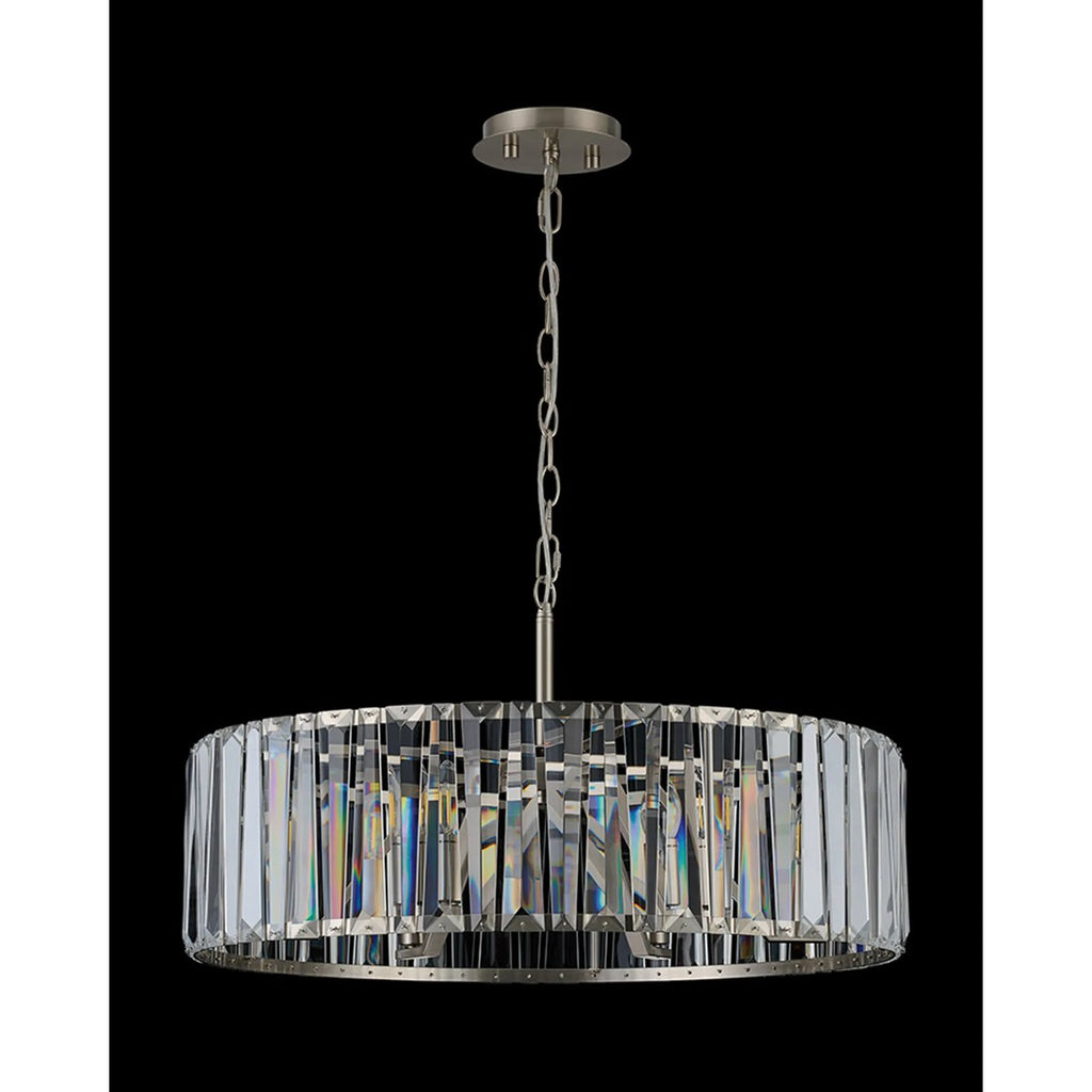 Regent Sierck 70cm 6 Light Crystal Hoop Chandelier - Satin Nickel