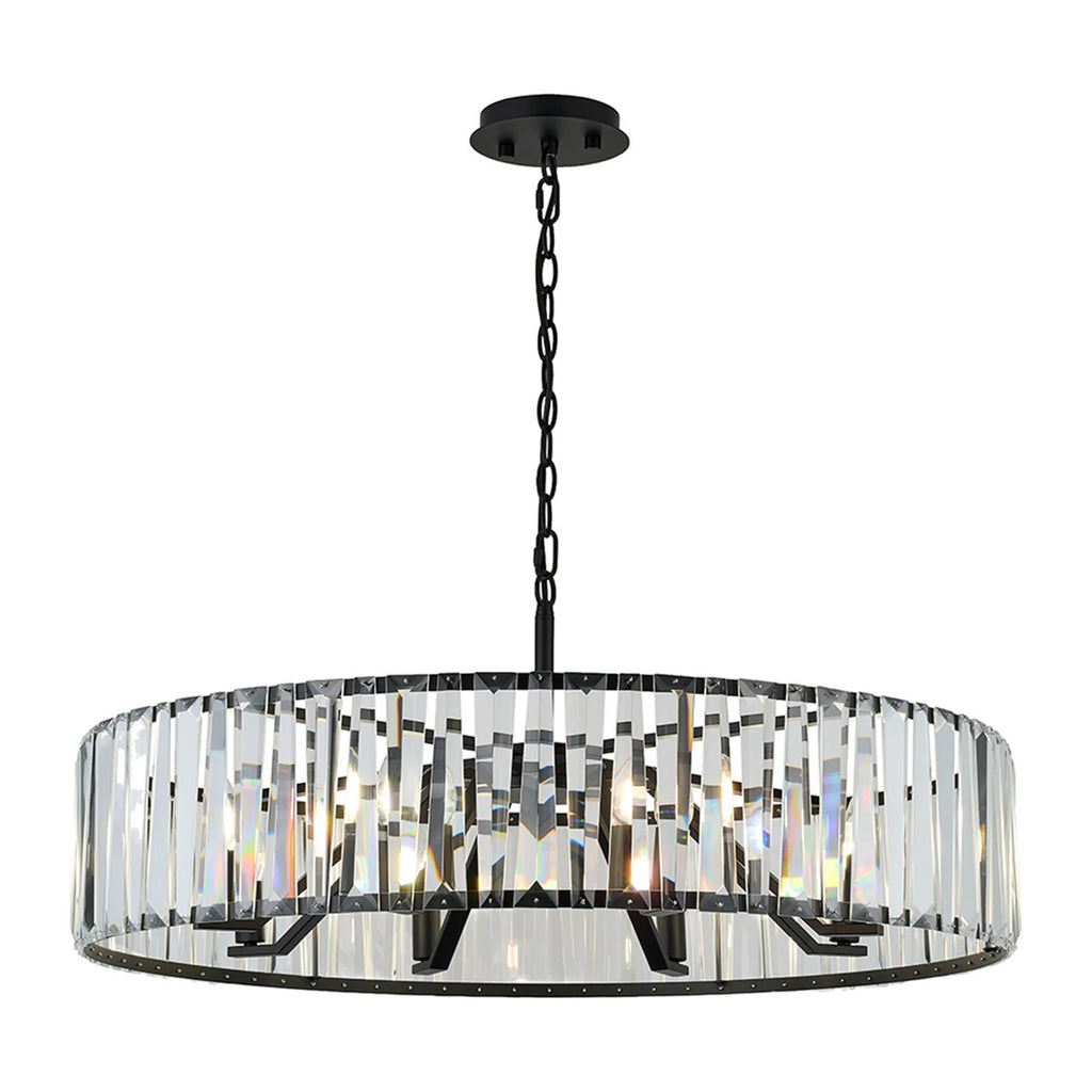 Regent Sierck 90cm 8 Light Crystal Hoop Chandelier - Satin Black