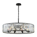 Regent Sierck 90cm 8 Light Crystal Hoop Chandelier - Satin Black