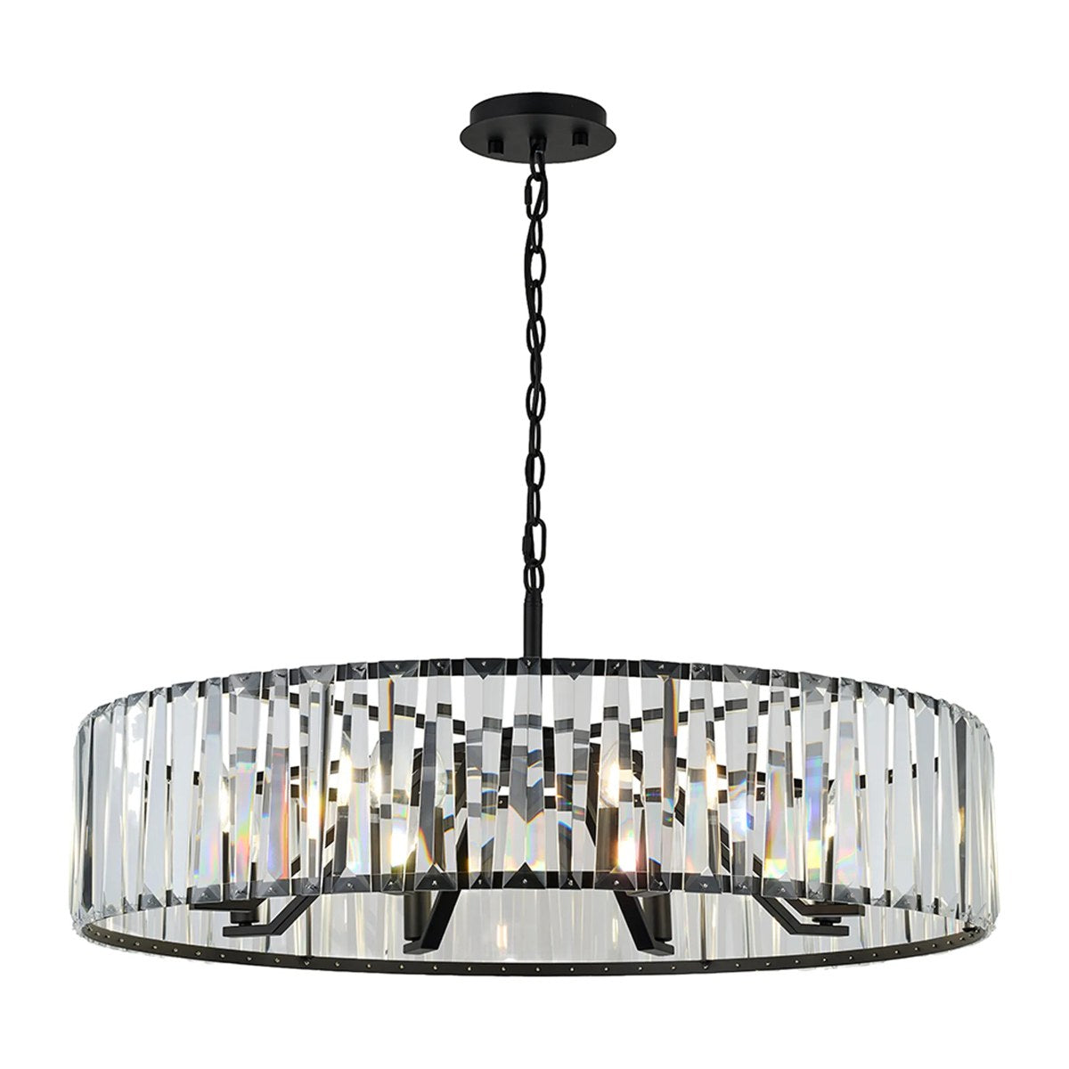 Regent Sierck 90cm 8 Light Crystal Hoop Chandelier - Satin Black