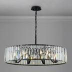 Regent Sierck 90cm 8 Light Crystal Hoop Chandelier - Satin Black