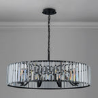 Regent Sierck 90cm 8 Light Crystal Hoop Chandelier - Satin Black
