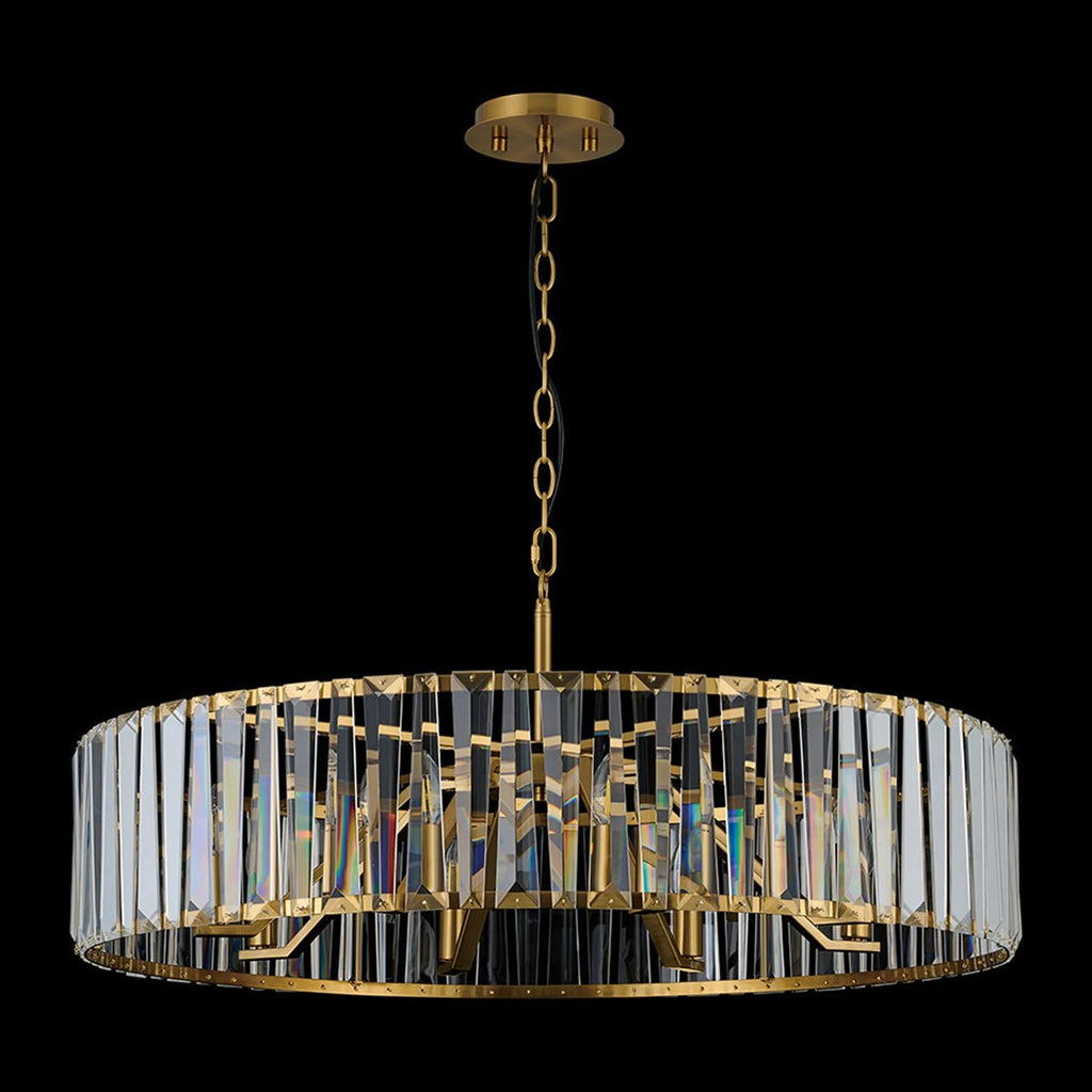 Regent Sierck 90cm 8 Light Crystal Hoop Chandelier - Brass