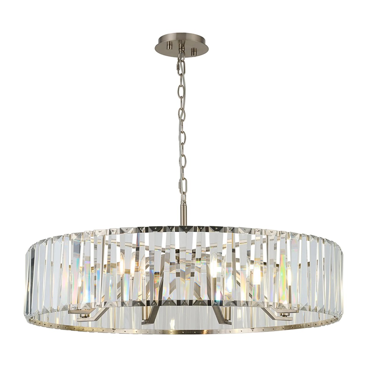Regent Sierck 90cm 8 Light Crystal Hoop Chandelier - Satin Nickel