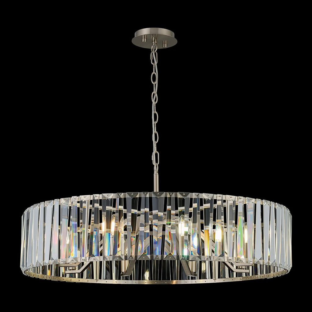Regent Sierck 90cm 8 Light Crystal Hoop Chandelier - Satin Nickel