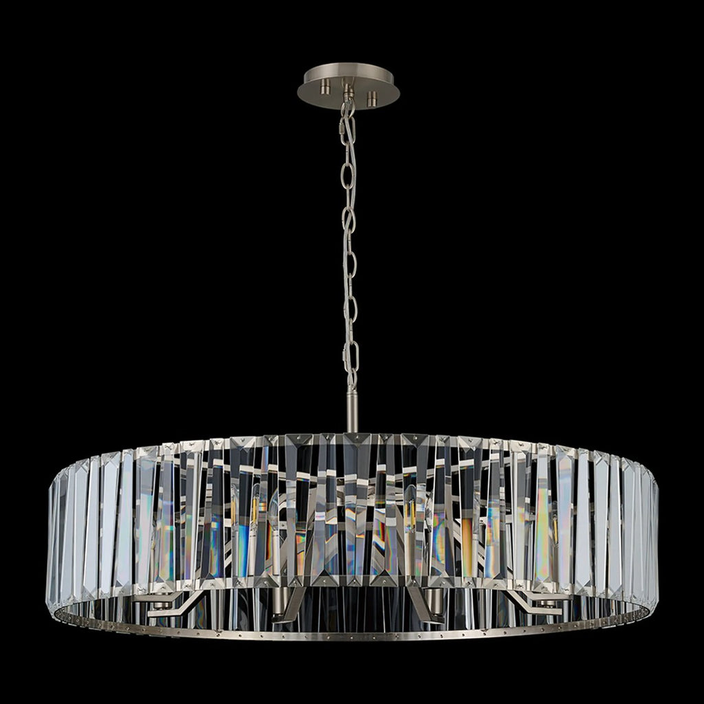 Regent Sierck 90cm 8 Light Crystal Hoop Chandelier - Satin Nickel