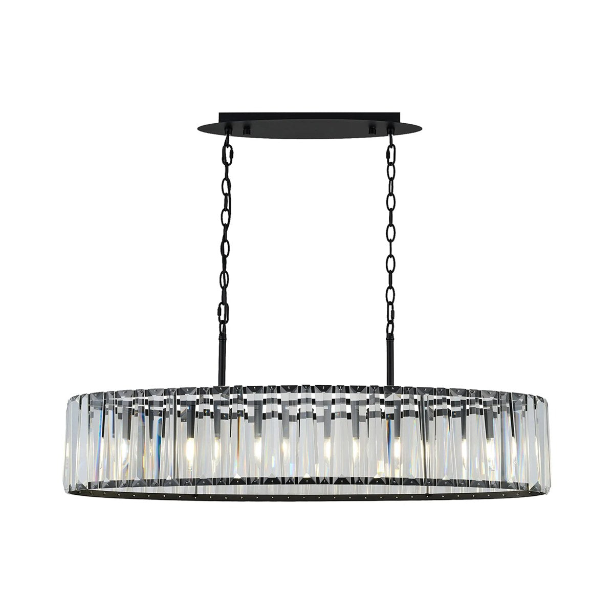 Regent Sierck Crystal Linear 7 Light Chandelier - Satin Black
