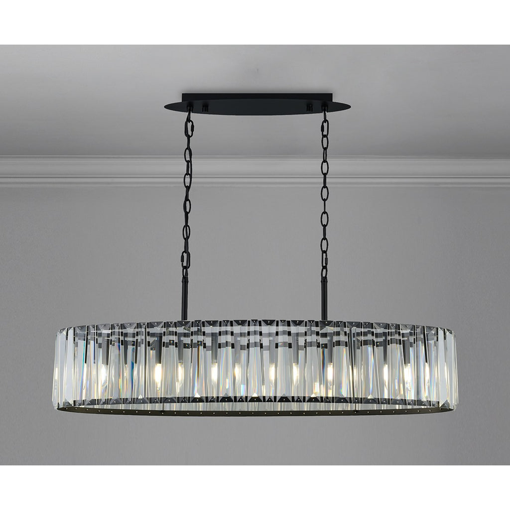 Regent Sierck Crystal Linear 7 Light Chandelier - Satin Black