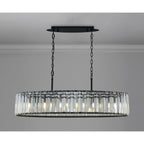 Regent Sierck Crystal Linear 7 Light Chandelier - Satin Black
