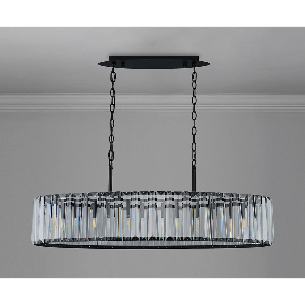 Regent Sierck Crystal Linear 7 Light Chandelier - Satin Black