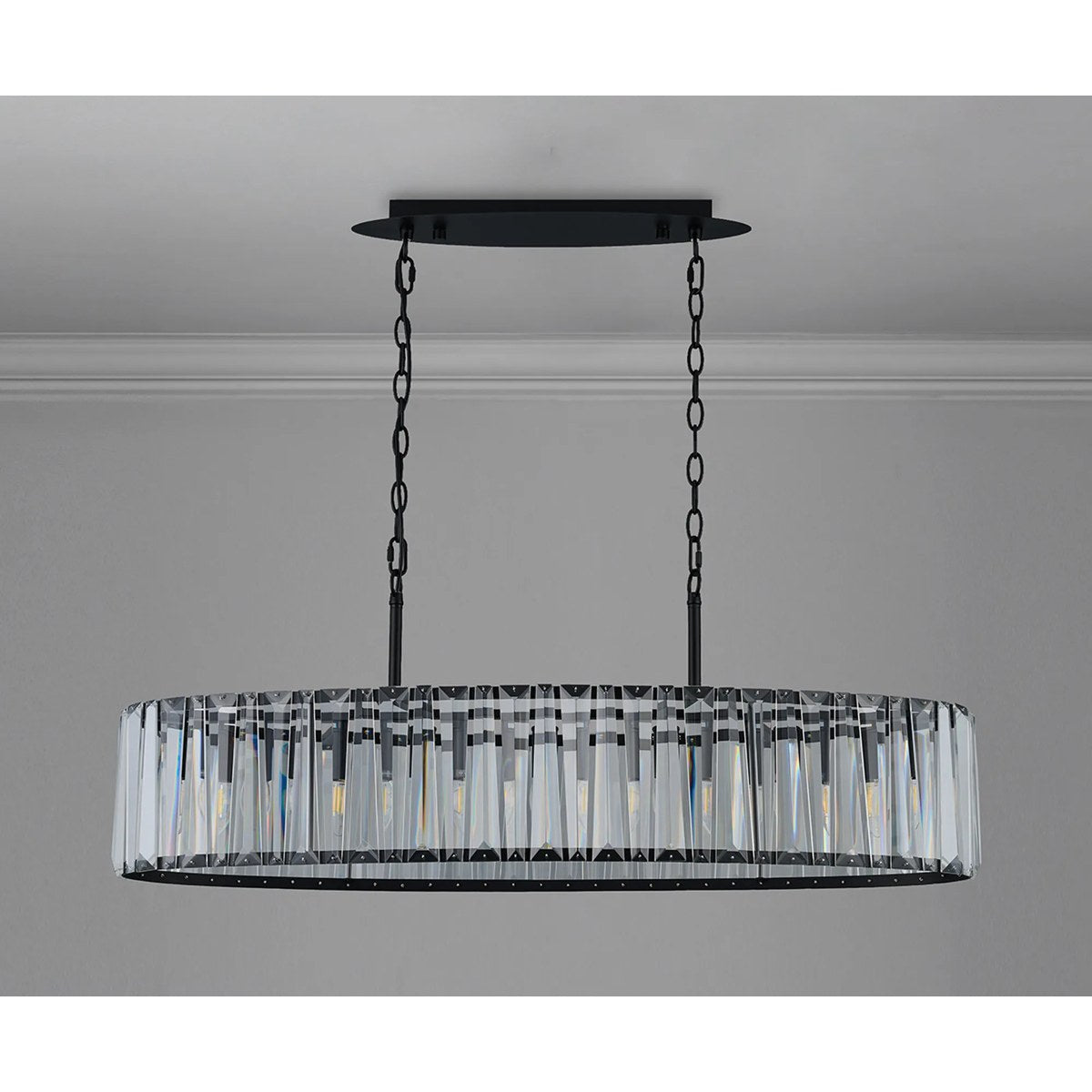 Regent Sierck Crystal Linear 7 Light Chandelier - Satin Black