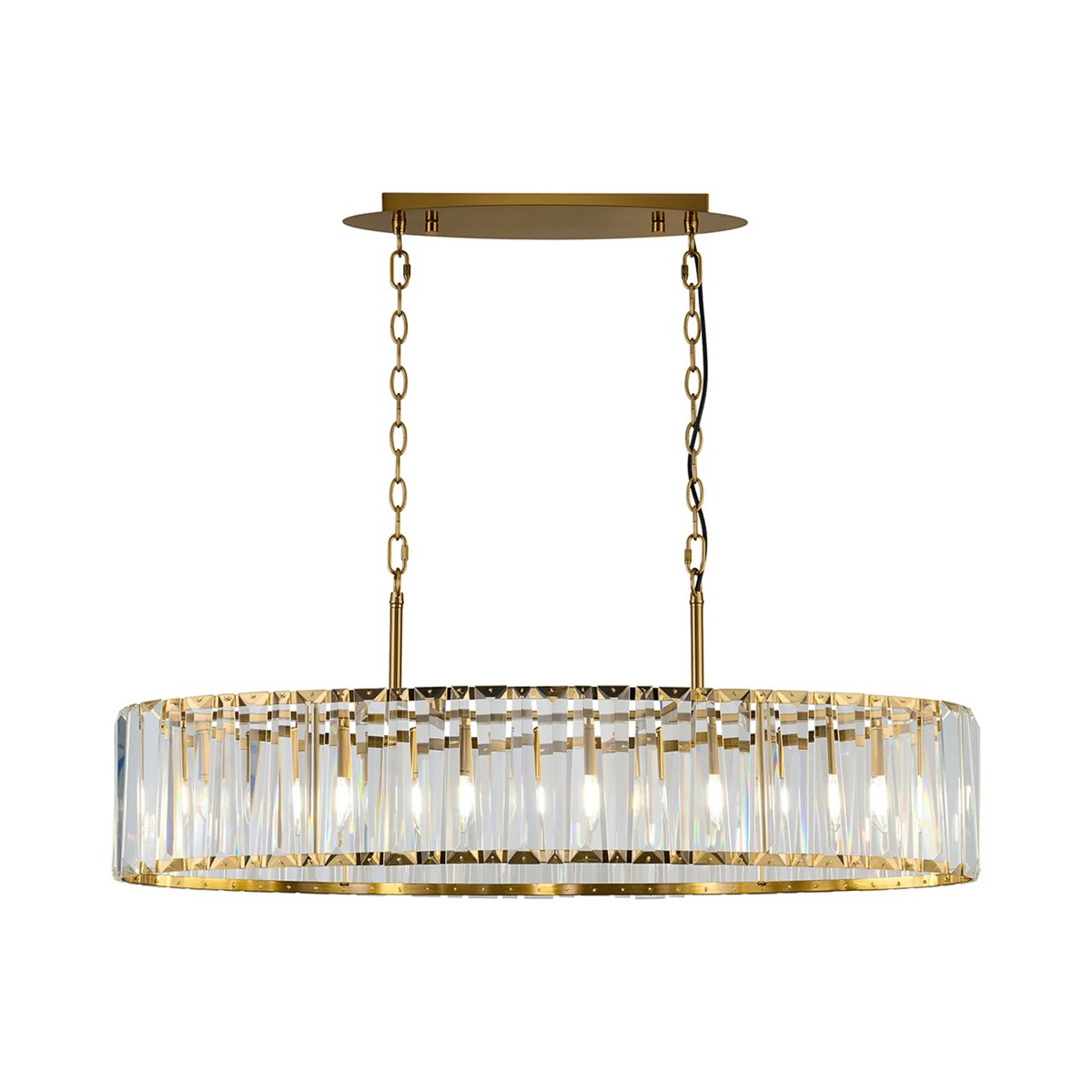 Regent Sierck Crystal Linear 7 Light Chandelier - Brass